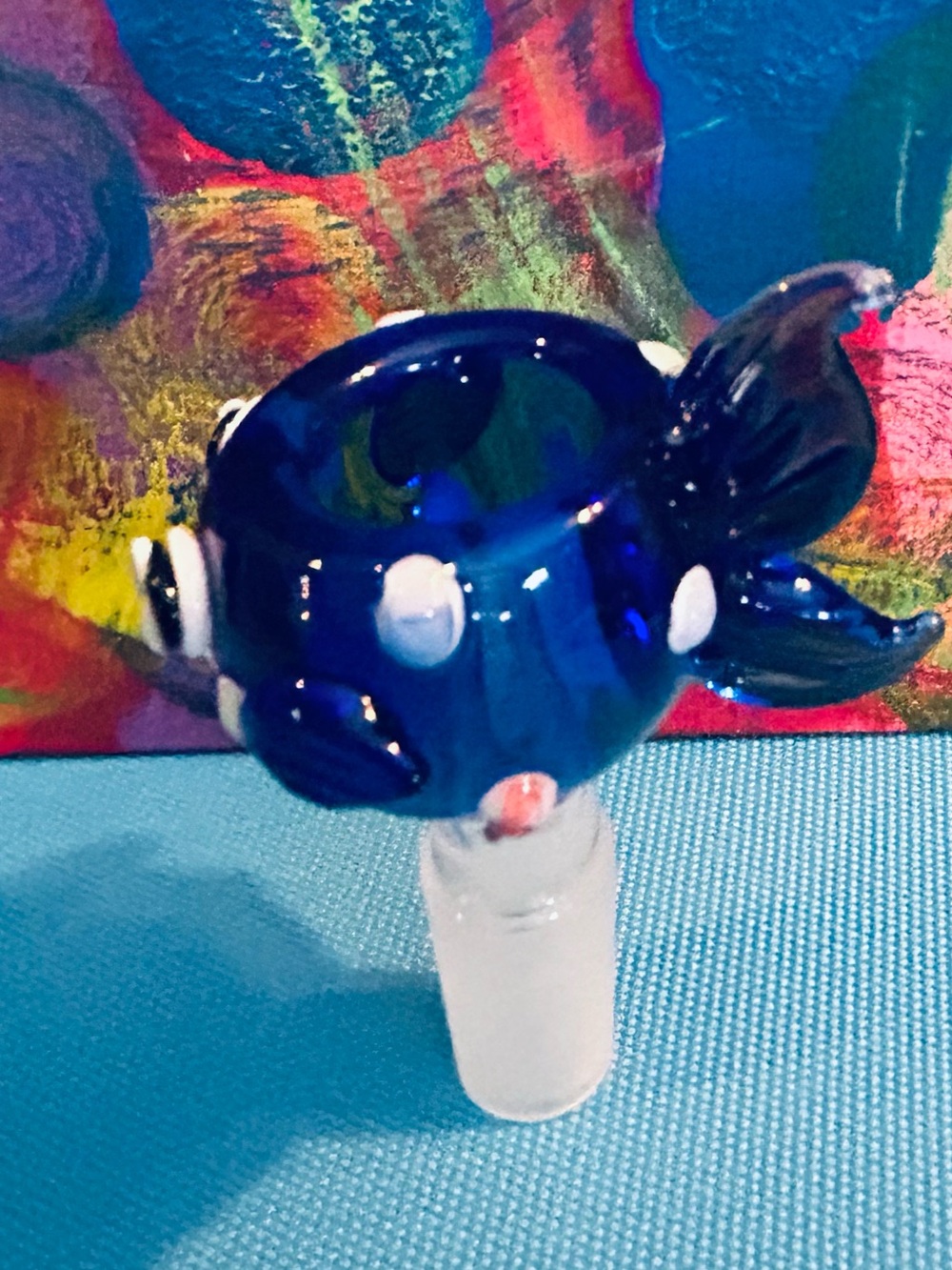 Blue fish Glass slide for water piece